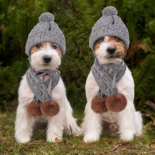 Kuoser Dog Hat & Scarf Set, Dog Knitted Hat Pet Christmas Winter Warm Caps Cute Accessories Neck Ear Warmer Hood Warm… - Image 5