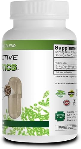 Miniatura 5 de Cápsulas prebióticas para mujeres y hombres  Suplemento de prebióticos orgánicos con fibra de acacia, VitaFiber, mezcla de hongos tricelium