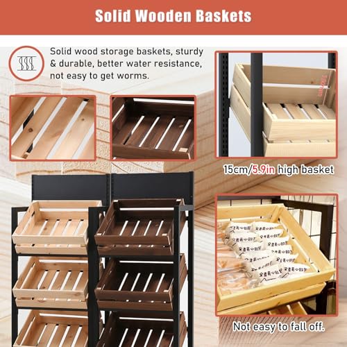 Estante de almacenamiento para cocina y comercio: organizador de madera de 4 niveles para vinos 5