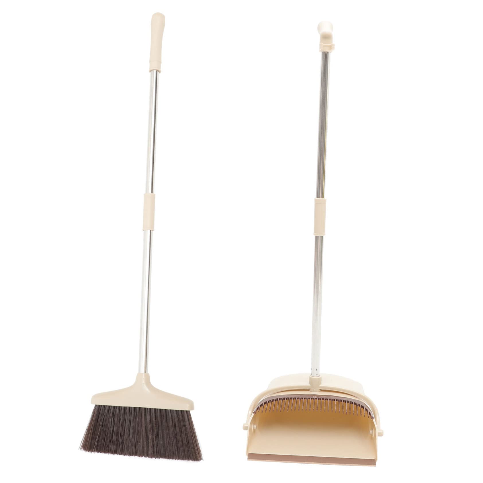 Mobestech Juego De Escoba y Recogedor Acero Inoxidable 2 Piezas Kit Limpieza para Hogar Cepillo Compacto Mango Largo Práctico para Barrer Polvo Esquinas Baño Barra Fácil Uso Doméstico