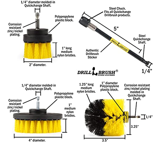 Medium Stiffness Power Scrubber Brush Set with Extension - Bathroom Scrubber Brushes - Scrub Brushes for Shower - Drill Scrub Brush Attachment - Tub Cleaner - Shower Door - Bathroom Mirror