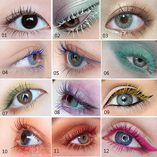 GL-Turelifes 12 Color Mascara Colorful Fiber Mascara Charming Longlasting Mascara, Thick & Long Eyelash Waterproof and Smudge-proof Eyes Makeup (#04 Sky blue) - Image 6