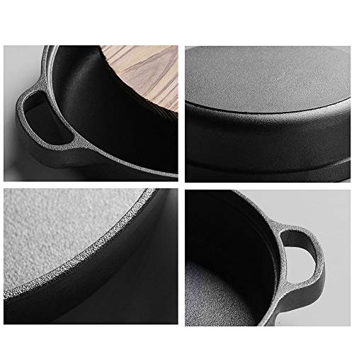 Wok de Hierro Fundido 28cm con Tapa de Madera 25cm miniatura 3