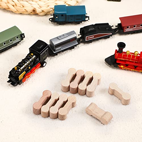 hanaive 20 pcs wooden dog bone track connector pack accessories wooden train track adapter connector pieces toy train set for teens to make wood railway
