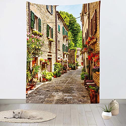 Loccor 6X9Ft Italian Tapestry Photography Backdrop Tuscan Typical Street European Country Landspace Wall Hanging City Scenery Background For Living Room Kitchen College Dorm Bedroom Aesthetic #TOP22