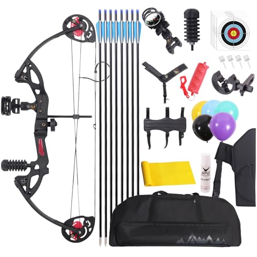 SOPOGER Compound Bow and Arrow Set for Youth Beginners, Archery Youth Compound Bow Kit Adjustable 15-29 lbs Draw Weight, Archery Bow and Arrow Set for Backyard Men Women Outdoor Hunting Shooting