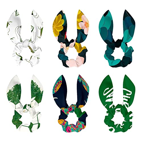Chouchous doux anti-casse lot de 6 nœud lapin blanc vert Joyeux Noël coiffure sans trace