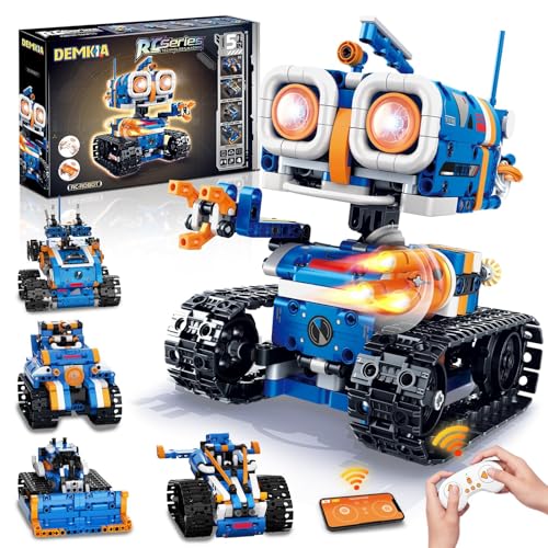 Demkia 5in1 STEM Robot Building Kit, 560 PCS APP/Remote Control Mech RC Robotics for Kids Ages 8-12, Science Kit Coding Robots Toy Set, Birthday Gifts for Boys Age 8-14+