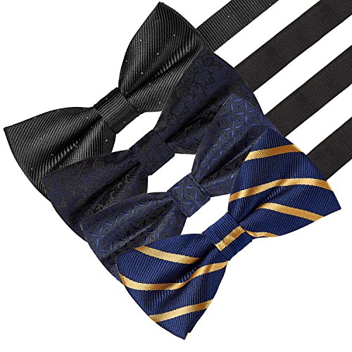 Image of AUSKY 8 PACKS Elegant Adjustable Pre-tied Bow Ties for Men Boys (1&4&5&6&8 Pack for option)