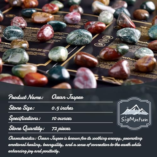 Image of Polished Ocean Jasper Crystal Stone Set - 72 Pcs, 0.5 inch 10 oz Handpicked Natural Tumbled Gemstones Rocks, Pebbles for Reiki, Chakra, Healing, Home Decor