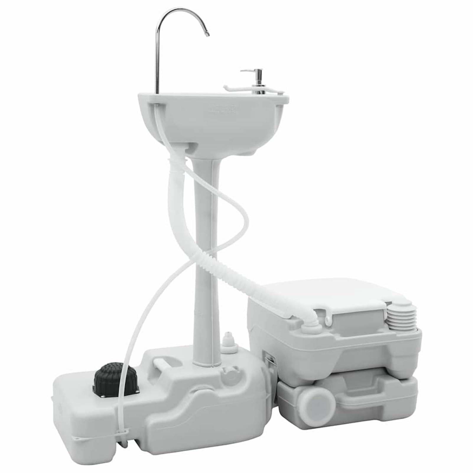 Tidyard Camping Toiletten-Set 2 pcs Grau und Weiß, Mobile Campingtoilette für Outdoor Reisen Wohnwagen Camping42001433