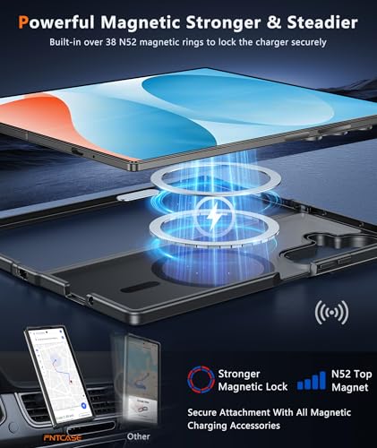 Image of FNTCASE for Samsung Galaxy Z Fold7 Case: [Fit for Magsafe] [Screen Protector] Magnetic Translucent Matte, Military Grade Drop Protection, Shockproof Protective for Fold 7 Phone Cover (Black 8.0 inch)