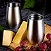 Outdoor Vacuum Insulated Wine Tumblers with Lids (Set of 2), Stainless Steel Glasses 12oz - Double Wall Stemless Metal Cup - Travel, Camping, Lightweight, Unbreakable, Portable, BPA Free
