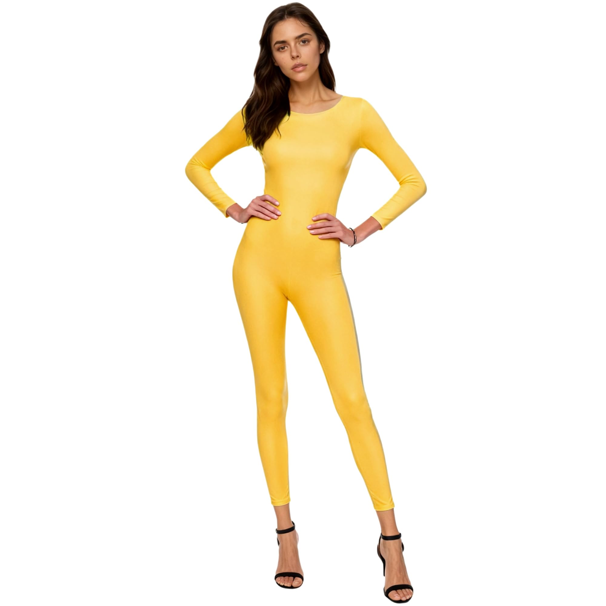 Carnavalife Body complet de danse extensible à manches longues et col rond pour femme, pour gymnastique, ballet ou cosplay