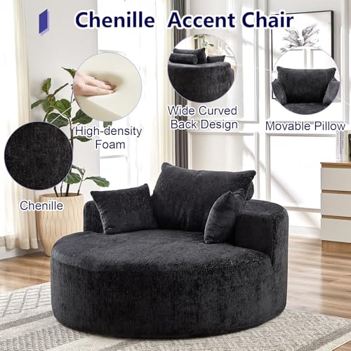 Sillón Plegable Chenille Negro miniatura 6