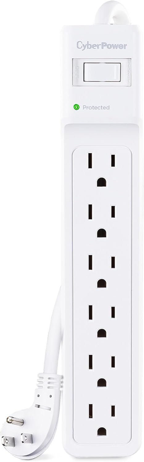 CyberPower B615 Essential Surge Protector, 1500J/125V, 6 Outlets, 15 ft Power Cord, White, UL Listed CyberPower B615 Essential Surge Protector, 1500J/125V, 6 Outlets, 15 ft Power Cord, White, UL Listed