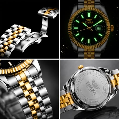 Image of Classic Quartz Watch for Men with Stainless Steel Two Tone Bracelet