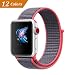 QIENGO Qifit New Nylon Sport Loop with Hook and Loop Fastener Adjustable Closure Wrist Strap Replacment Band for iwatch Apple Watch Series 1 /2 / 3,38mm,Electric Pink
