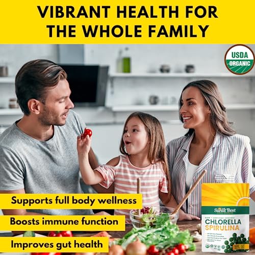 Sunlit Best Green Organics Sunlit Best Organic Chlorella Spirulina 500 Tablets - Pure Superfood Supplement Spirulina Chlorella Pills With Burst & Cracked Cell Wall Algae, Chlorophyll, & Vegan Protein thumb #2