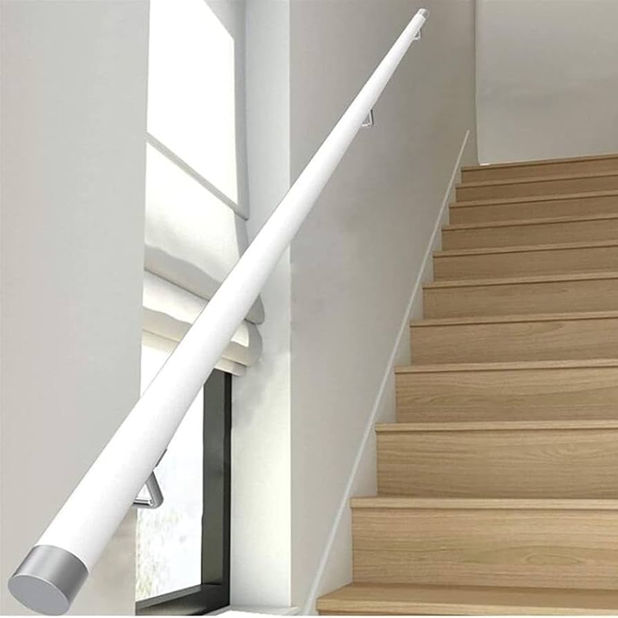 Amazon.co.jp: 付属品エンドキャップ付き白い階段手すり、木製滑り止め