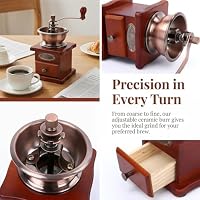Manuelle Kaffeemühle Einstellbare Grobheit Kaffeemühle Mahlwerk Kaffeebohnenmühle Vintage Holz Handmühle Handheld Kaffeemühle für Haus Küche Büro Camping Reisen – Ansicht 2