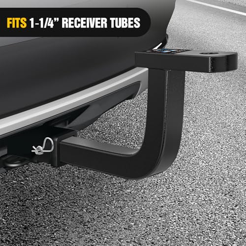 Image of Nilight Trailer Hitch Ball Mount with 1 /2 inch Hitch Pin Clip Fits 1-1 /4 Inch Receiver Square 2000 lbs 5 inch- Rise 3 /4 inch- Hole Gloss Black Powder Coat