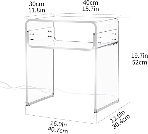 Miniatura 87 de Mesa auxiliar de acrílico transparente de 2 niveles para sala de estar, dormitorio, decoración del hogar (amarillo) Negro -,Azul,Claro,Transparente