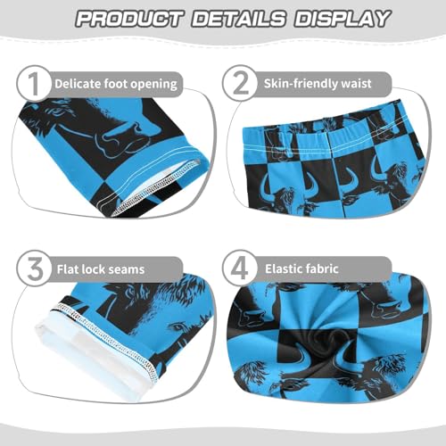 KLL Buffalo Plaid Blue Black Toddler Girl Basic Leggings Comfortable High Waisted Pants Exercise3