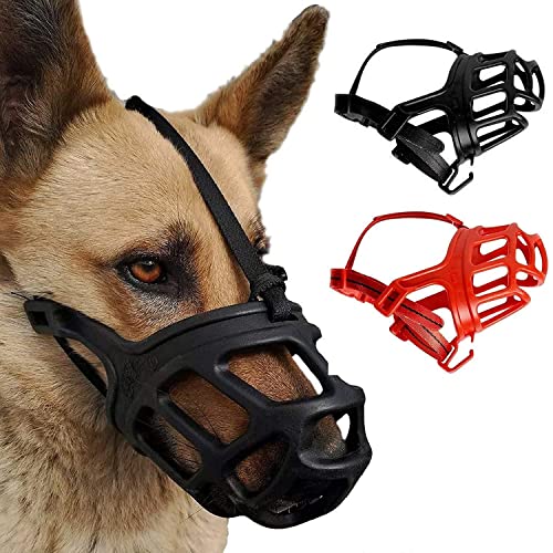 Image of Woofy Dogs Muzzle /Mouth Cover for Anti Biting Dog - Adjustable Pet Safety Strap Plastic Muzzle Cum Mouth Cover /Basket Cage (X-Small)