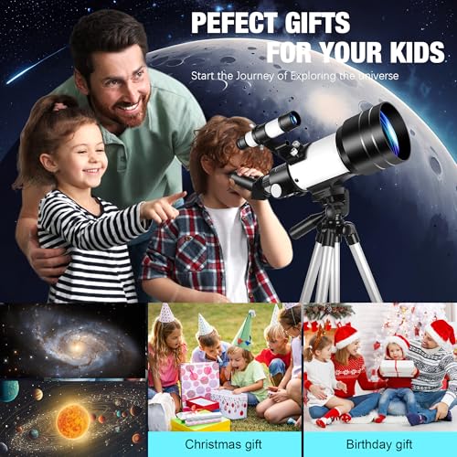 Telescope, Telescope for Adults & Kids, 70mm Aperture 400mm Portable Refractor Telescopes for Astronomy Beginners, Travel Telescopes AZ Mount Fully Multi-Coated Optics with Phone Adapter