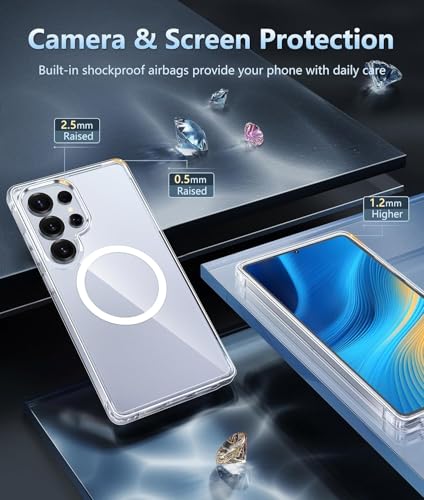 Image of ShieldTech Back Cover Case + Screen Protector for Samsung Galaxy S23 Ultra 5G | Mag-Safe Compatible | Transparent Mobile Phone Cover for Samsung Galaxy S 23 Ultra | S 23 Ultra 5G TPU Transparent Case