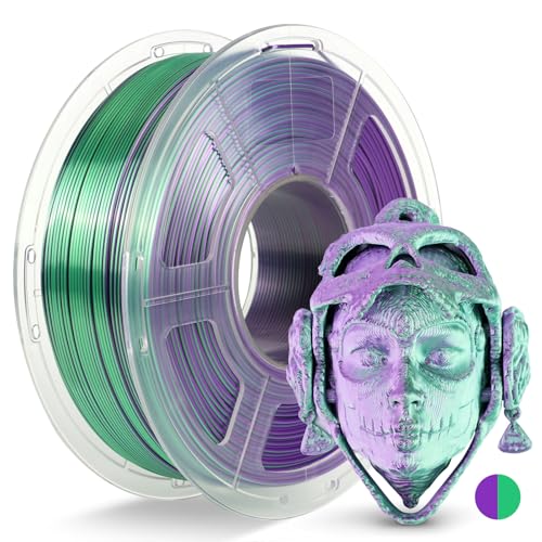JAYO Silk Dual Color PLA Filament 1.75mm Purple-Green 1.1kg, Shiny Gradient Dual-Tone PLA, High Gloss Finish, Easy to Print, Layer Concealing, Fits for Most FDM 3D Printers