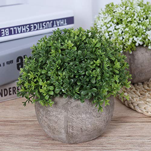 Ogrmar Mini Plastic Artificial Plants Grass In Pot/Small Artificial Faux Greenery/Mini Plants Topiary Shrubs Fake Plants For Bathroom thumb #3