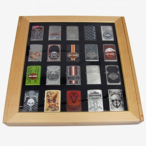 Preisvergleich Produktbild Sammler-Vitrine für 20 Zippo Feuerzeuge, hellbraunes Holz
