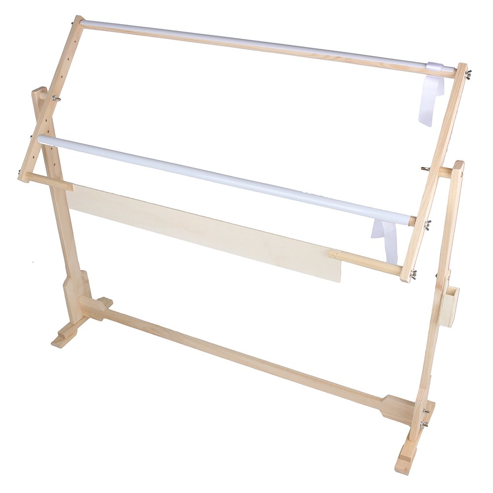 Ejoyous Métier Grand Cadre de Broderie sur Pied, Réglable 32CT Support de Sol de Broderie Cadre de Support en Bois pour Broderie Couture Point de Croix Projets de Tapisserie