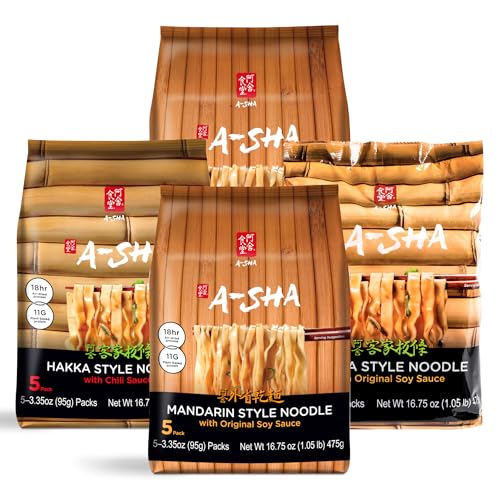 A-Sha Healthy Asian Instant Noodles with Sauce Pack | Best Sellers Variety Bundle | Vegan, Air Dried, High Protein | Great For Ramen, Stir Fry, Wok | 4 Flavors, 19 Packs