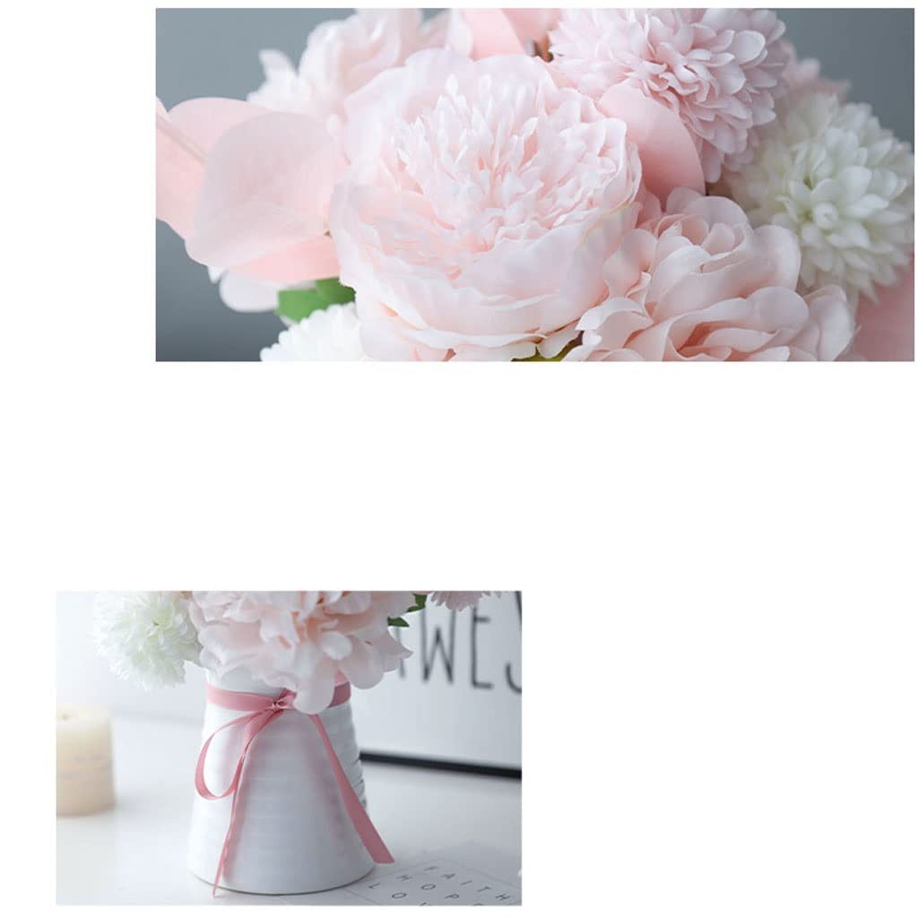 Künstliche Blumen Nordic Künstliche Seide Blumen Braut Hochzeit Rosa Bouquet Vase Set Home Party Zimmer Tischdekoration Pflanze Gefälschte Blume Künstliche Blumen wie Echt