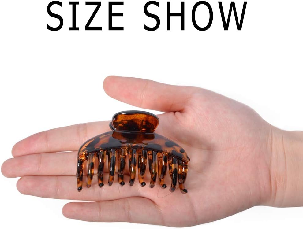 DEEKA 3 PCS 2.5 Inch Tortoise Shell Hair Claw Clips Double Row Teeth Plastic Hair Jaw Clips Hair Barrettes Thick Medium Thin Hair Clips for Women
