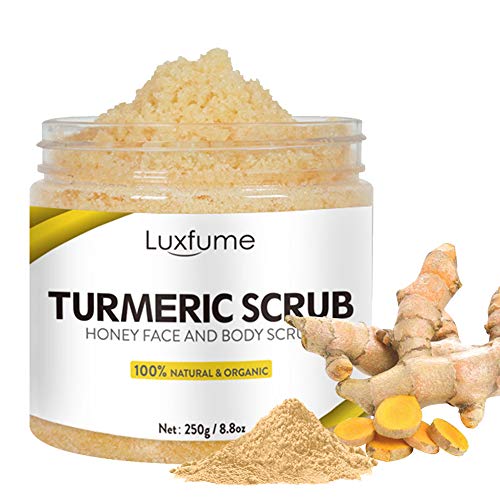 Turmeric Body Facial Scrub, Natural Exfoliating Salt Scrubs Glow Skin Brightening Bath Scrub for Acne Treatment, Skin Moisturizing, Boosting Circulation - 8.8 oz