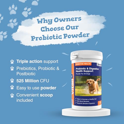 Zipvit Probiotics for Dogs, Daily Dog Probiotic Powder for Gut Health and Digestion, 525 Million CFU per Serving, with Prebiotics and Postbiotics, 150g - Image 6