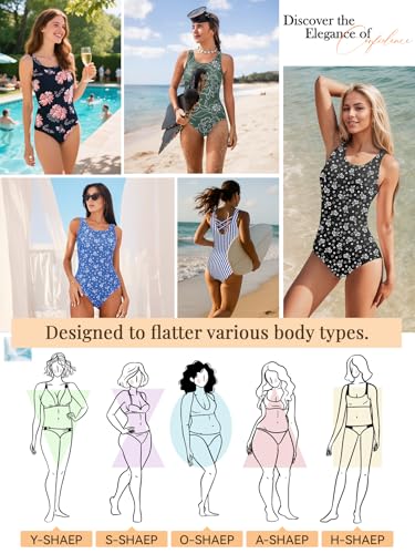 Image of One Piece Bathing Suit for Women Front Cross Athletic Tummy Control Swimsuits V Neck Slimming Swimwear