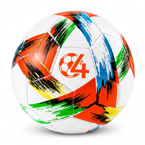 Innotoys Soccer Ball Size 4 with Pump Deflated Vibrant Multicolor Design Bright Tri-Color Indoor/Outdoor Training Sports Ball Official Size - Ideal Soccer Gift for Kids Youth & Adults