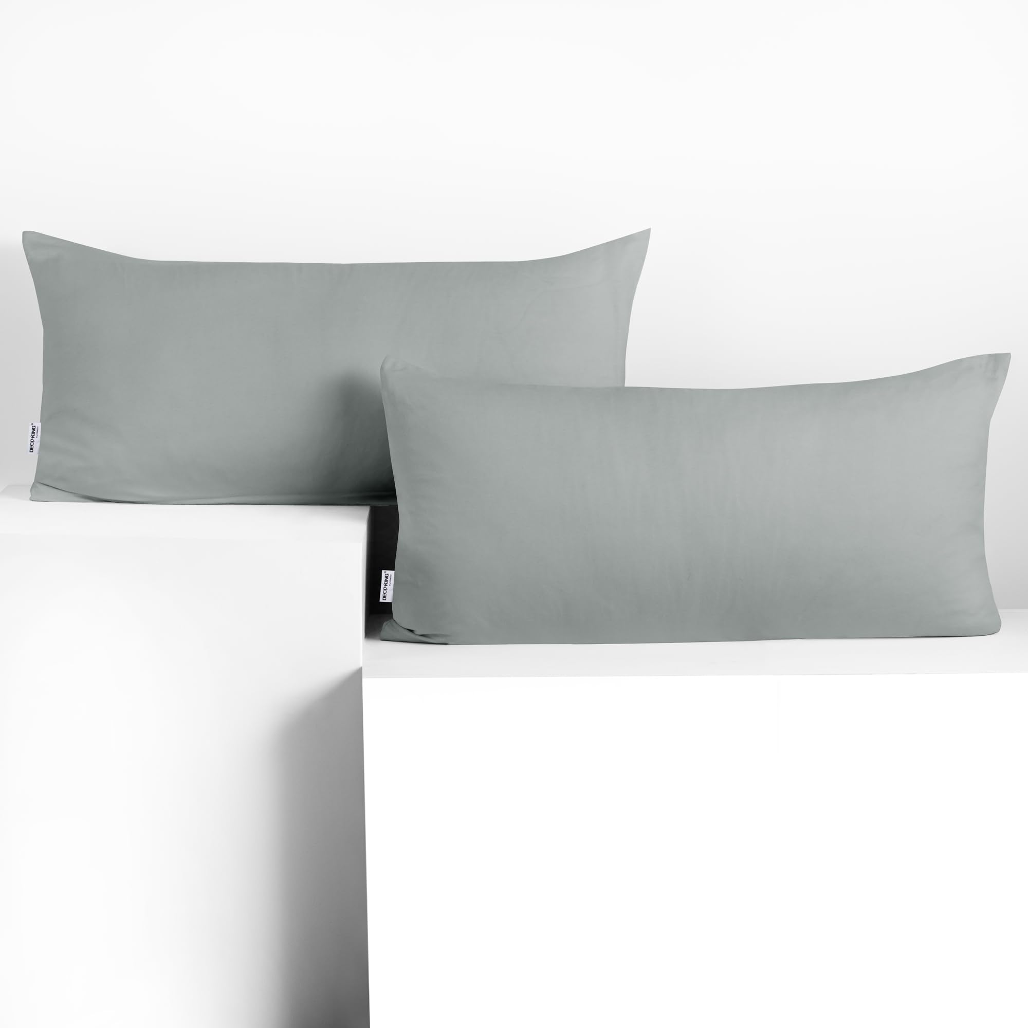 DecoKing 2 Pillowcases 40 x 80 cm Jersey 100% Combed Cotton Zip Steel Amber