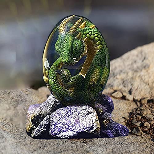 KKPLZZ Kristall-Lava-Dracheneier, mysteriöse Dinosaurier-Eier mit Display-Basis, transparente Kristallharz-Ornamente, Drachenei-Ornamente für Desktop-Dekor