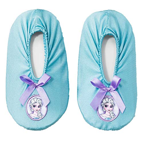 Disney Collection Toddler Girls Movie Frozen Anna & Elsa Slippers - (Blue Elsa, 3T-4T)