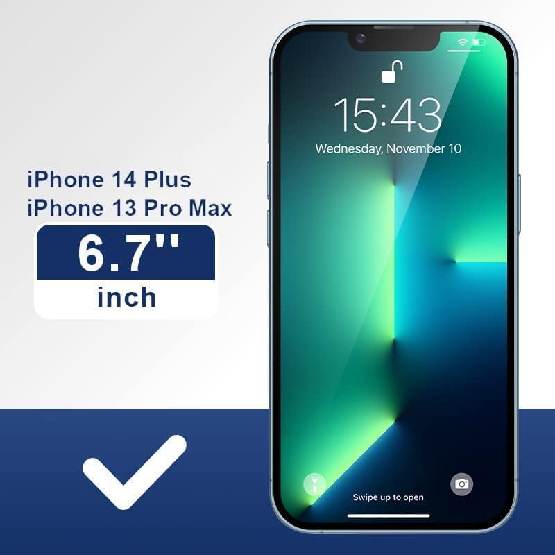 Image of IQShield My-View Privacy Screen Protector Tempered Glass Guard for iPhone 14 Plus and iPhone 13 Pro Max, 9H Hardness, 2-Way Anti-Spy, Case Friendly [1 Pack]