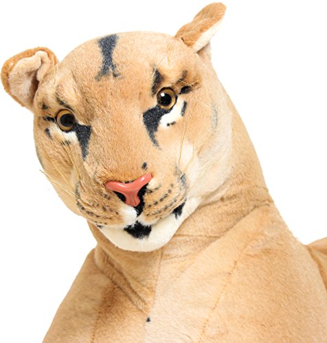 BRUBAKER Lionne Géante Peluche 110 cm Couchée - XL Peluche - Gros Chat Marron – Image 4