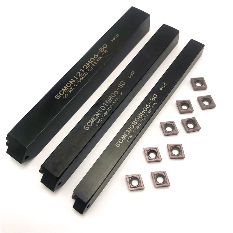 SCMCN0808H06 SCMCN1010H06 SCMCN1212H06-80 Internal Turning Tool Holder+CCMT060204 Carbide Insert Cutting Tool CNC Turning Insert(SCMCN1212H06-80,CCGT060208 AK H01)