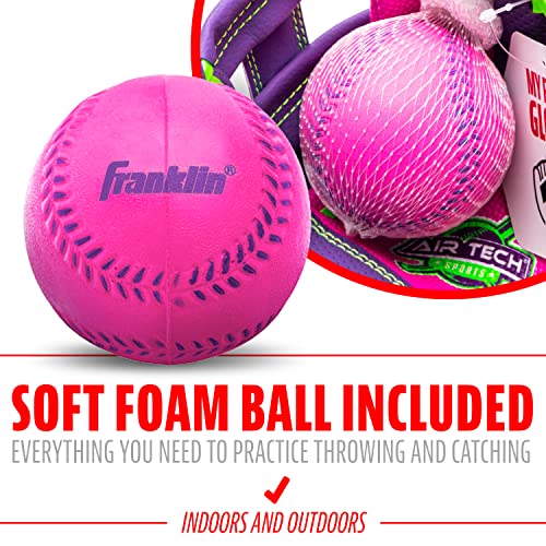 Franklin Sports Kids Baseball Glove - Airtech Boys + Girls Youth Teeball Glove - Kid + Toddler Teeball + Baseball Mitt - Right Hand Throw - 8.5", Pink/Purple #TOP2