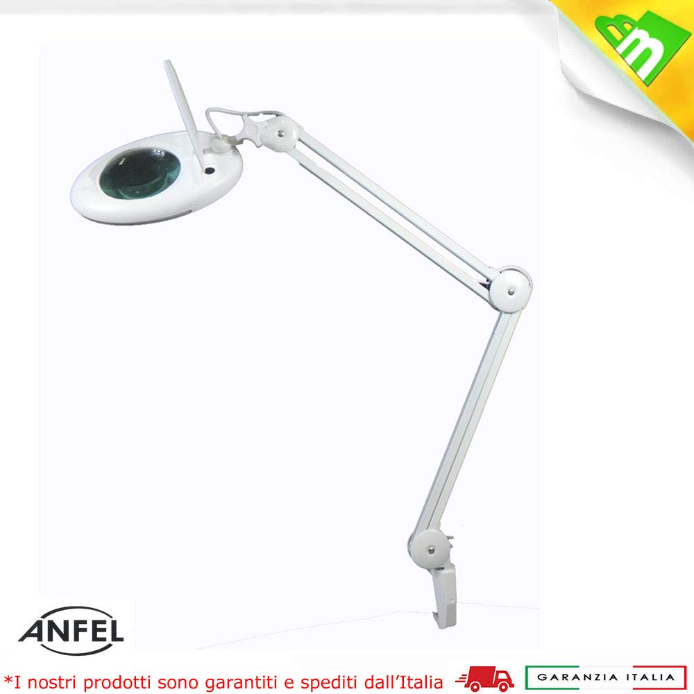LENTE D'INGRANDIMENTO 5 DIOTTRIE CON 80 LED SMD ALTA RESA A LUCE FREDDA BIANCA E MORSETTO LAMPADA PER ESTETISTA ESTETICA LABORATORIO E LAVORI DI PRECISIONE